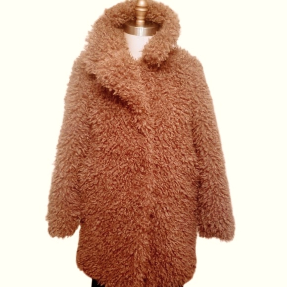 NWOT | ZARA OUTERWEAR | Warm Light Brown | Faux Fur Shearling Coat | Size: XS - Picture 10 of 16